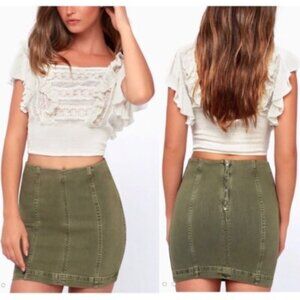 Free People Olive Size 8 Mini Skirt
